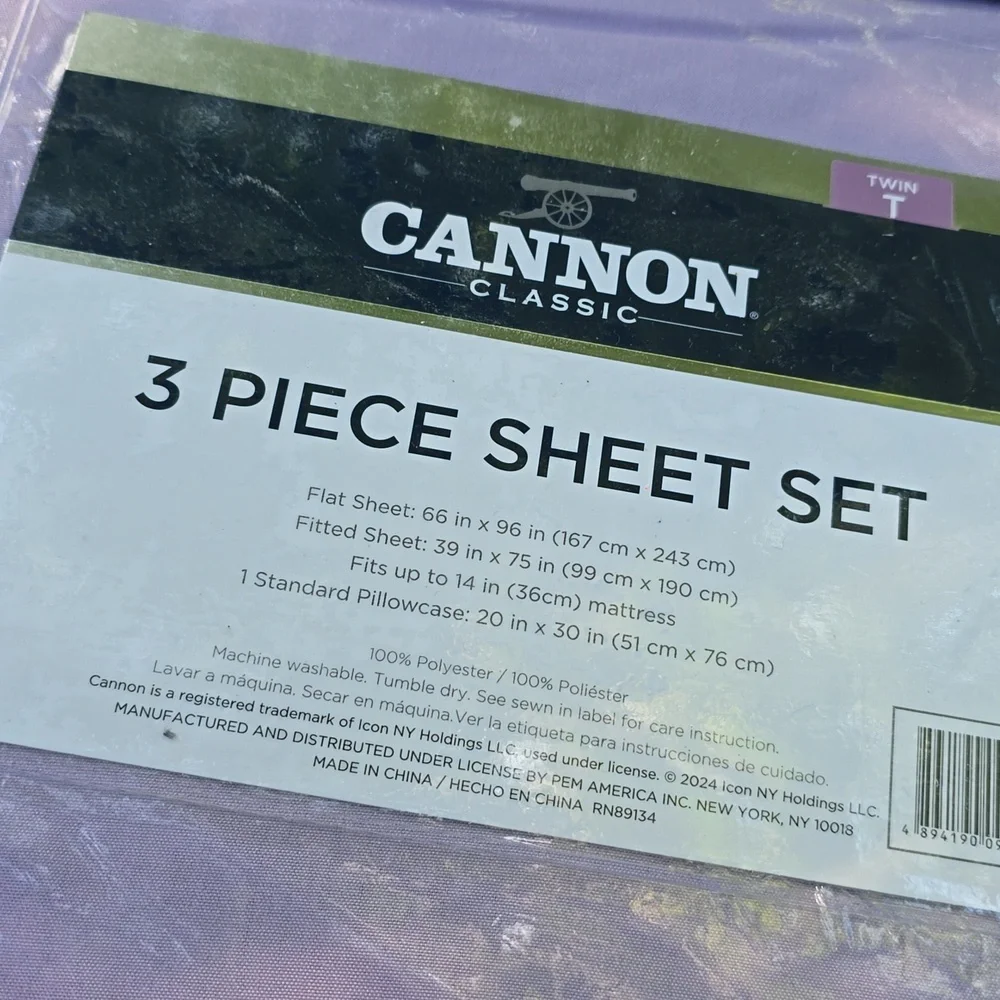 NEW Cannon Classic 3 Piece Twin Bed Sheet Set Fitted Flat & Pillow
